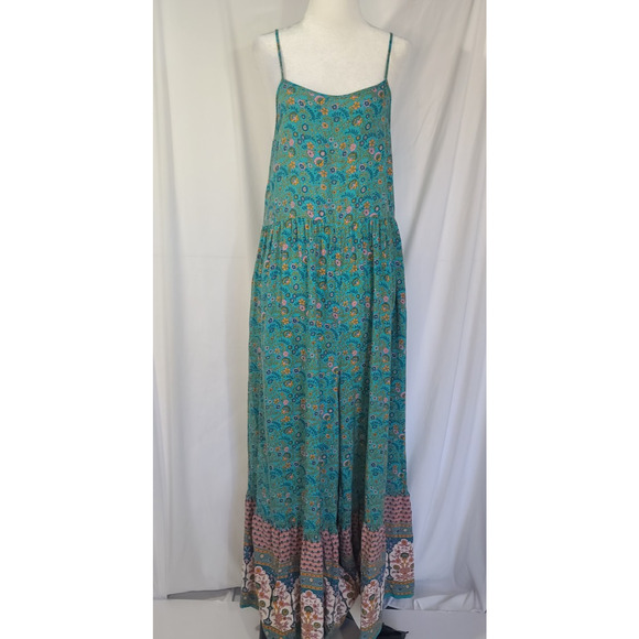 Natural Life Zoe Wide Leg Blue Multicolor Summer Boho Indie Jumpsuit Small - Picture 2 of 7